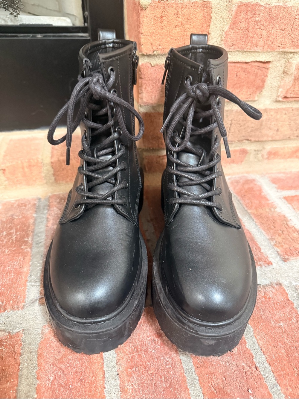 Steve Madden Black Platform Lace-Up Combat Boots